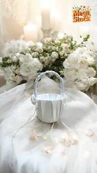 סלסלת פרחים לבנה קטנה