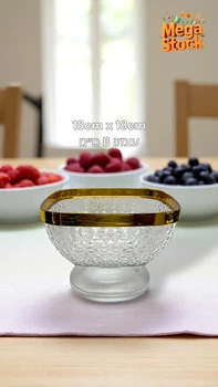 קערת הגשה אקרילית קומפקטית עם עיטור זהב