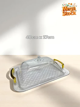 מגש הגשה מלבני עם כיפת אקריל שקופה