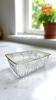 תבנית אקריל מלבנית בינונית עם עיטור זהב