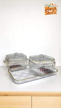 סט 2 קופסאות אקריל עם מגש מעוצב