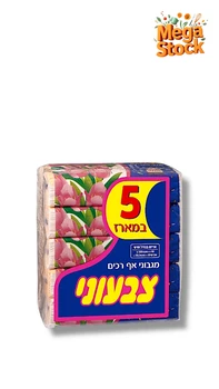 מגבוני אף רכים - צבעוני 5 יח' במארז 