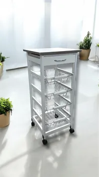 עגלת שירות על גלגלים – 4 סלסלות ומגירה